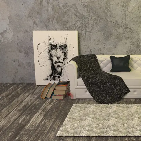 Living room scene before the lounge chair was added