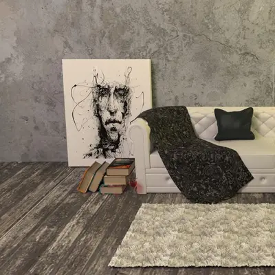 Living room scene after adding a black lounge chair