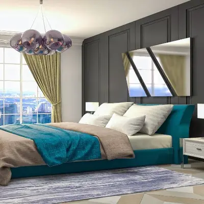 Luxury bedroom interior used as brand style reference